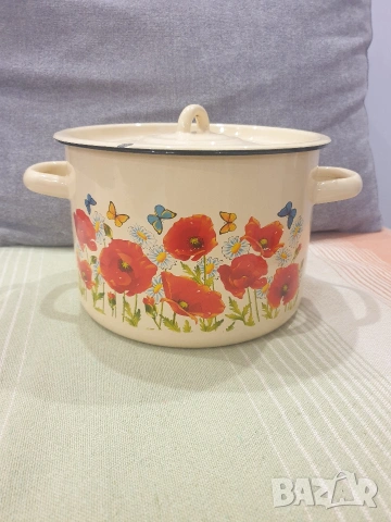 Старо производство емайлирана тенджера, снимка 8 - Съдове за готвене - 53301713