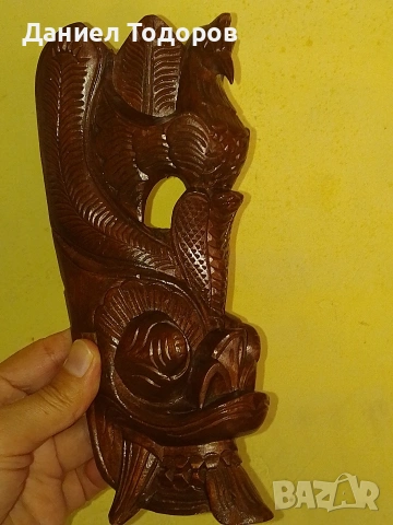 Стара Дървена Маска, Дърворезба - Орел и Дракон, снимка 4 - Антикварни и старинни предмети - 54236116