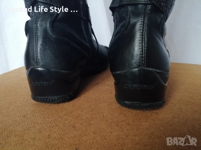 №39 CafèNoir дамски ботуши естествена кожа в черен цвят, снимка 15 - Дамски ботуши - 53042119