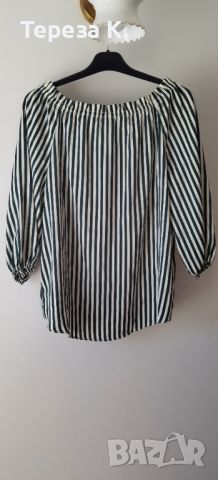 H&M блуза на райета (бяло, зелено) с 3/4 ръкави, р-р 36 / S, снимка 3 - Тениски - 45117904
