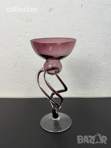 Дизайнерски стъклен свещник / фигура / чаша. №7841, снимка 3 - Антикварни и старинни предмети - 53095092