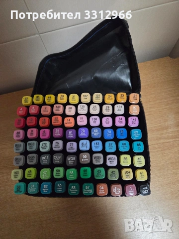 Комплект от 80 маркери с алкохолна основа с две страни и калъф за съхранение - 