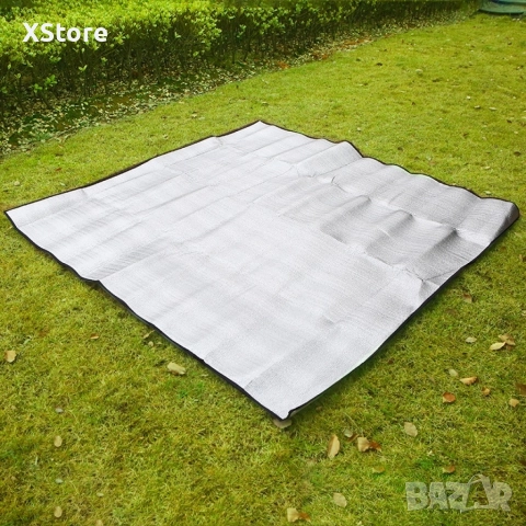 Постелка за къмпинг с двойно алуминиево покритие 150 см x 200 см, снимка 4 - Палатки - 52588775