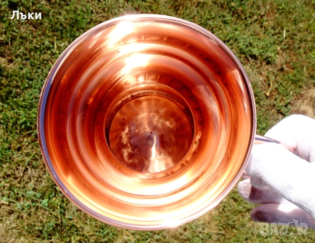 Медна кана,кована чиста червена мед 1.2 л. , снимка 2 - Антикварни и старинни предмети - 51514773