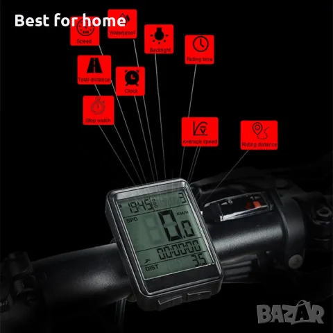 Безжичен велосипеден компютър с LCD подсветка  YIUAUOU, снимка 6 - Аксесоари за велосипеди - 49751845