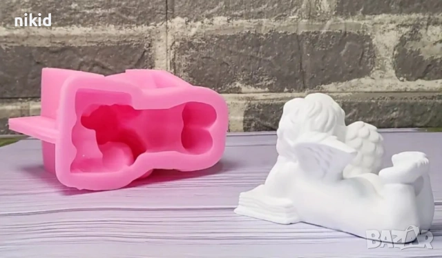 3D Дете ангел легнало с книга голям силиконов молд форма фондан гипс шоколад свещ декор, снимка 5 - Форми - 53804476