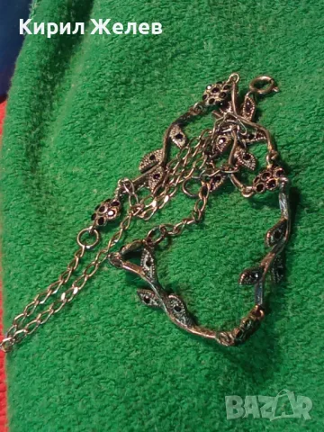 РАЗКОШНО ФЛОРАЛНО СКЪПОЦЕННО СРЕБЪРНО КОЛИЕ СРЕБРО 925 с ЮВЕЛИРНО ФАСЕТИРАНИ МАРКАЗИТИ 37725, снимка 17 - Колиета, медальони, синджири - 49606164