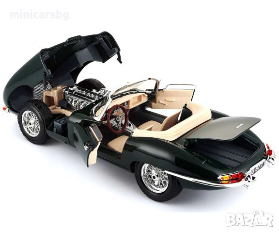 1:18 Метални колички: Jaguar'E'Cabrio 1961 - Bburago Gold, снимка 2 - Колекции - 45143371