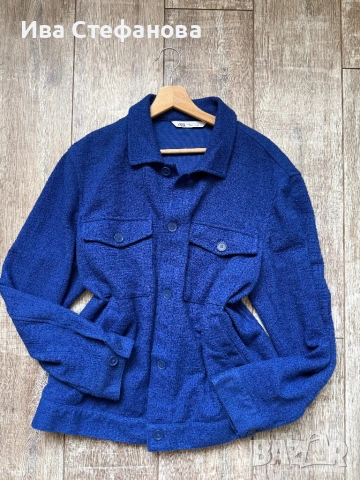 Синя нова уникална спортно елегантна риза яке zara Zara Зара унисекс модел за мъж и жена , снимка 2 - Якета - 51700442