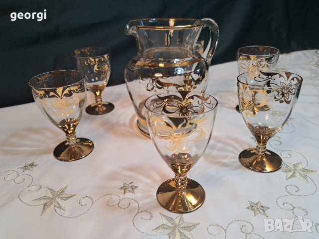 български луксозен сервиз за вино с позлата 27/5, снимка 7 - Сервизи - 51780820