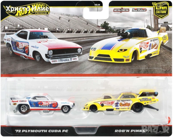 Колички Hot Wheels Premium Car Culture Car ROB N Pinks & 72 Plymouth Cuda FC 1:64