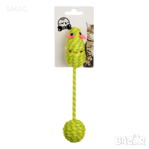 Играчка мишка с опашка от корда и топче за котки 20 см_1212285, снимка 6 - За котки - 52163453
