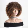 Афро къдрава кафява перука с оранжеви краища, снимка 1