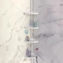 Ъглов рафт за баня на 4 нива в бял цвят с метална конструкция и максимална натоваримост до 6 кг, снимка 1