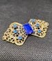 Старинна филигран брошка със син кристал – винтидж бижу, снимка 6