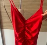 Червена къса рокля със тънки презрамки, снимка 4