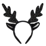Коледна диадема еленови рога и ушички черна с камъчета_1245266, снимка 1