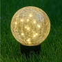 1253070 Соларна лампа тип „Кристална топка“ 15 см – Ефект на напукано стъкло за пътеки и лехи, снимка 1