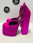 VERSACE Purple Satin Medusa Block Heel Pumps. Номер 37, снимка 2