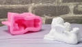 3D Дете ангел легнало с книга голям силиконов молд форма фондан гипс шоколад свещ декор, снимка 5