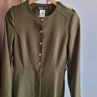 Дълго дамско палто ABACI в тъмно зелен цвят, снимка 1 - Палта, манта - 44953640