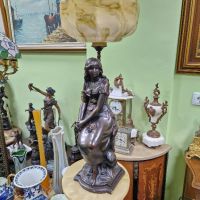 Прекрасна голяма антикварна холандска фигурална настолна лампа , снимка 1 - Антикварни и старинни предмети - 45218899