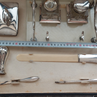 Стар сребърен писалищен  комплект на италиански чиновник-сребърна мастилница писалка печат нож , снимка 10 - Антикварни и старинни предмети - 45036863
