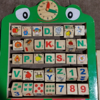 Дървена детска образователна играчка. Немска азбука и числа с примерни думички и картинки. , снимка 3 - Образователни игри - 45036146