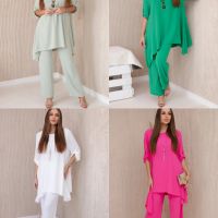 Дамски комплект блуза + панталон с висулка, 4цвята , снимка 1 - Комплекти - 45577598