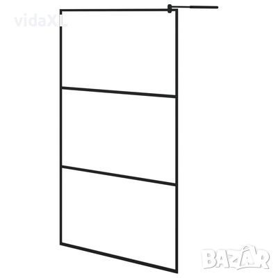 vidaXL Стена за душ с прозрачно ESG стъкло, черна, 115x195 см, снимка 1