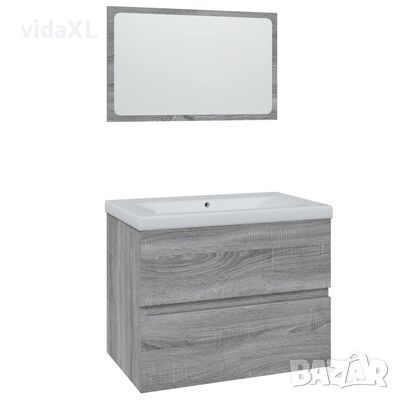 vidaXL Комплект мебели за баня, сив сонома, инженерно дърво(SKU:3152874, снимка 1