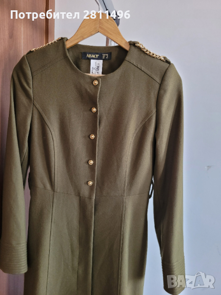 Дълго дамско палто ABACI в тъмно зелен цвят, снимка 1