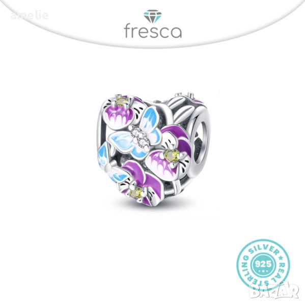 Талисман Fresca по модел тип Pandora Пандора сребро 925 Spring Butterflies. Колекция Amélie, снимка 1
