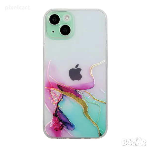 Силиконов калъф Marble за iPhone 13 mini, Зелен мрамор, снимка 1