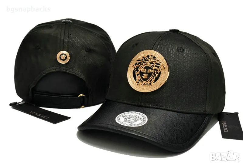 Versace шапка Версаче с кожена козирка и черен камуфлаж shapka versace, снимка 1