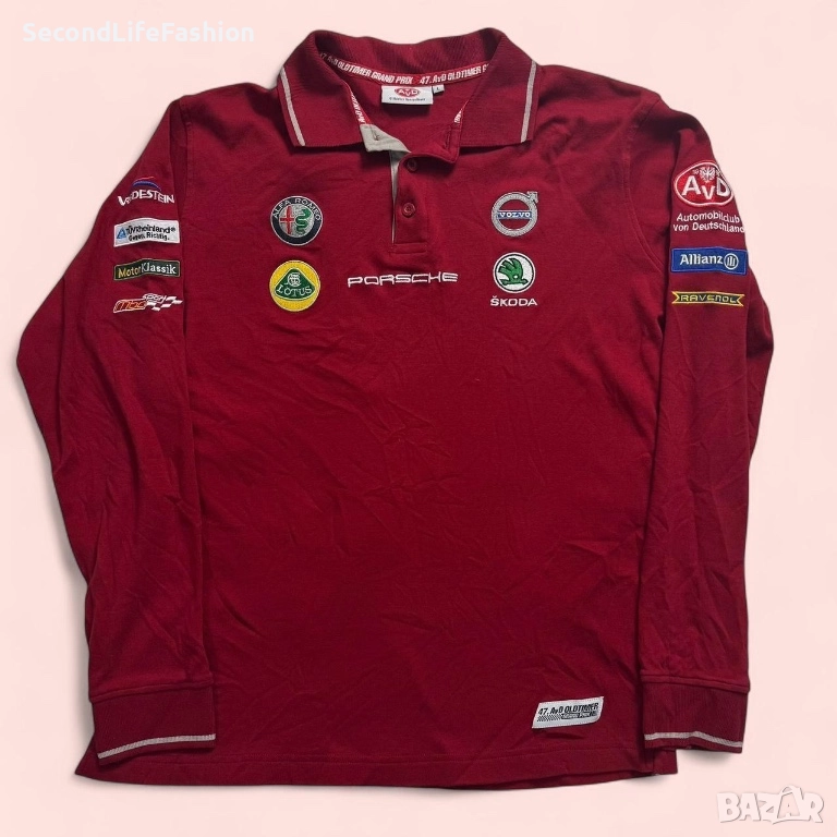 47 AVD Oldtimer Grand Prix Nurburgring 2019 Поло тениска с дълъг ръкав мъжка блуза червена, размер L, снимка 1