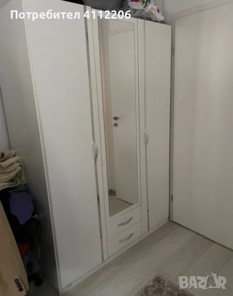 Трикрилен гардероб бял , снимка 1