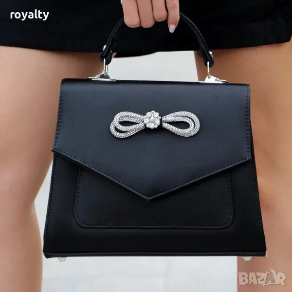 Дамска чанта - черен сатен, снимка 1