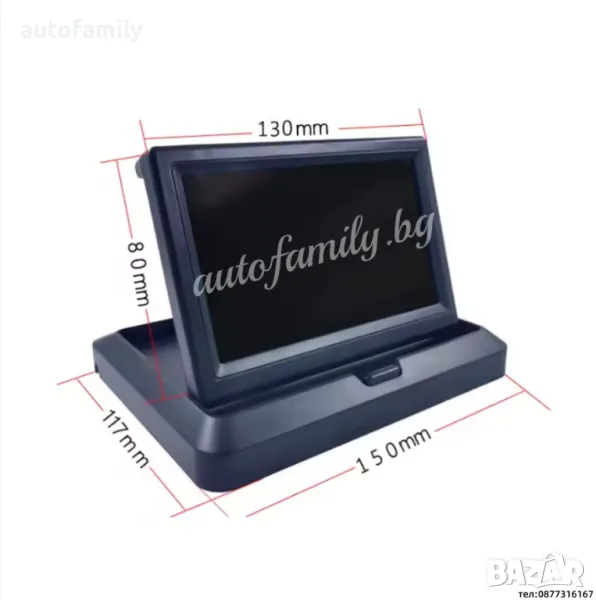 Сгъваем TFT LCD монитор 5 инчов за камера за задно виждане, снимка 1