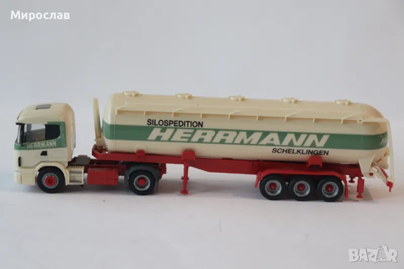 HERPA H0 1/87 SCANIA СИЛОЗ ЦИСТЕРНА МОДЕЛ КОЛИЧКА КАМИОН, снимка 1
