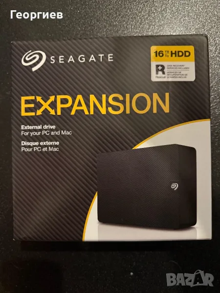 Външен хард диск Seagate Expansion, 16TB, 3.5", USB 3.0, Черен, снимка 1