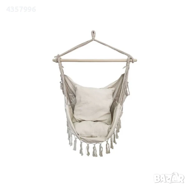 Хамак - люлка с две възглавници, За къмпинг, градина, тераса, Бежов, снимка 1