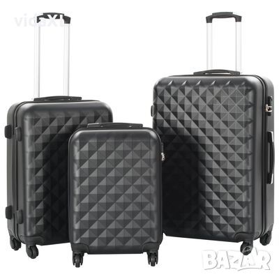 vidaXL Комплект твърди куфари с колелца, 3 бр, черни, ABS（SKU:91886, снимка 1