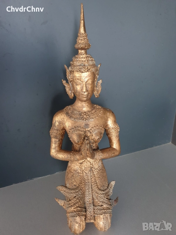 50см-8кг будистка фигура/стара азиатска-тайландска бронзова скулптура/статуетка на божество/ангел, снимка 1