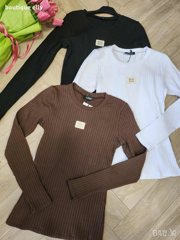 дамска блуза- бяло, черно, кафяво, снимка 1