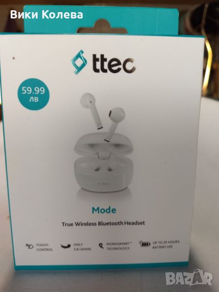 Bluetooth слушалки ttec Mode, TWS, Бели, снимка 1