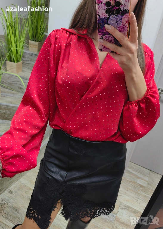 Дамски сет боди с кожена пола, снимка 1