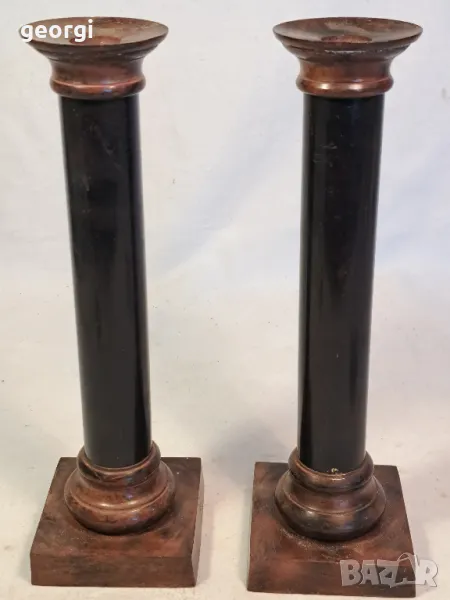 два масивни метални свещника 6/3, снимка 1