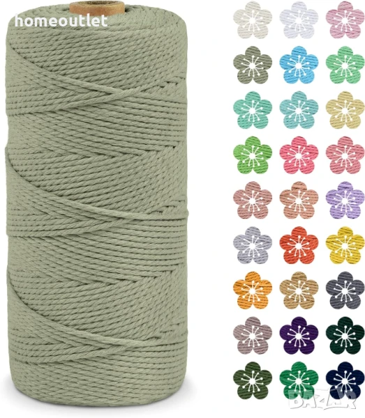 Памучен шнур / въже за макраме X001C3P5PH 2MM/200M HELLGRUN, снимка 1