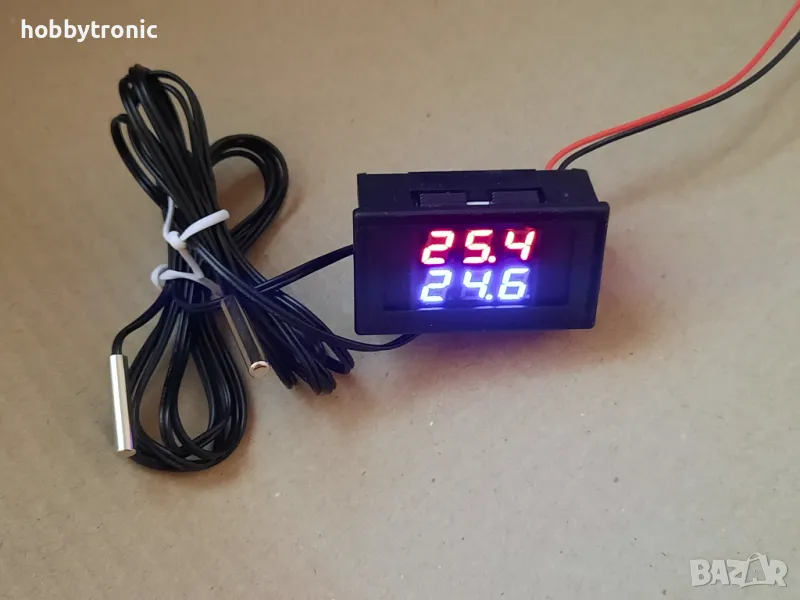Двоен LED термометър за вграждане -20⁰..+100⁰, снимка 1